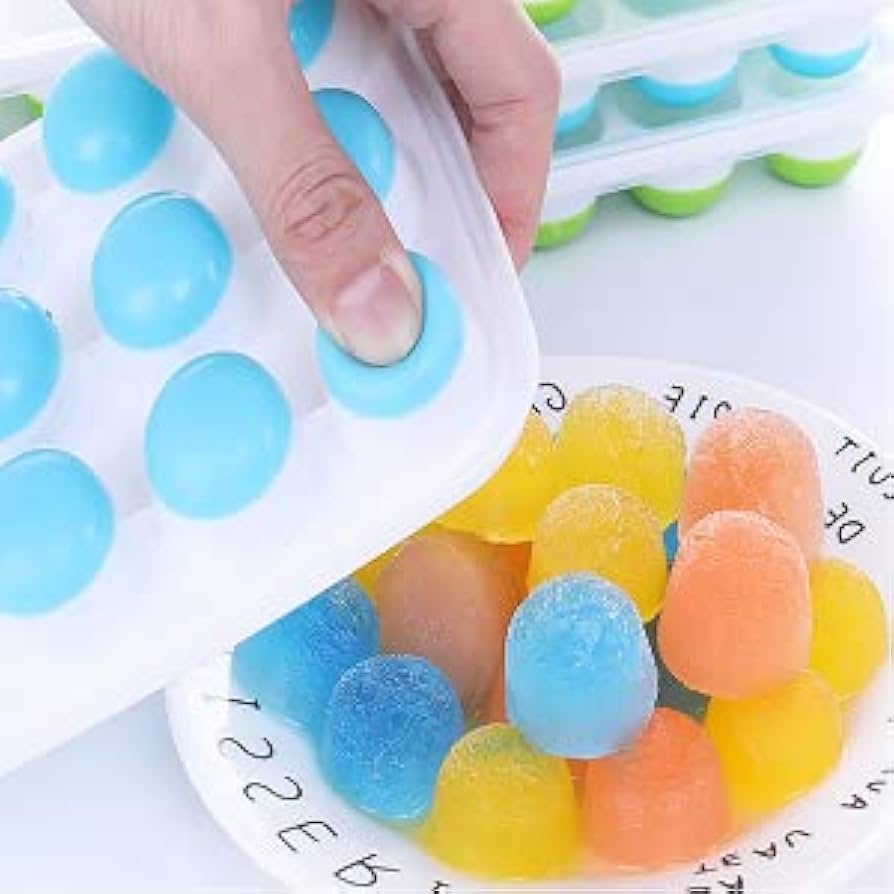 Silicone Ice Cube Tray Set of 2 With Lid