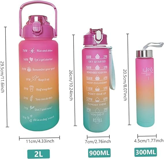 Water Bottle Set of 3 With Time Marker