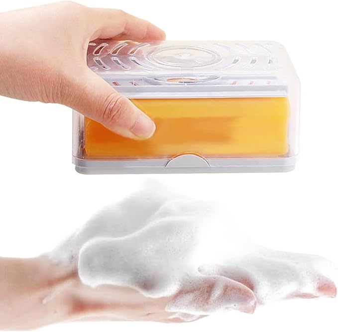 2-in-1 Soap Dish & Dispenser with Roller and Drain Holes