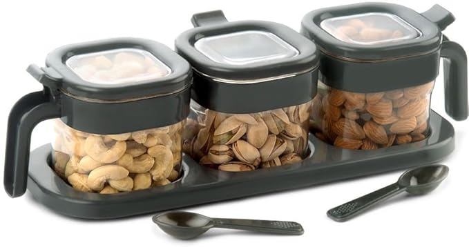 Spice Box With Lids, Spoons, & Tray (Set of 3)