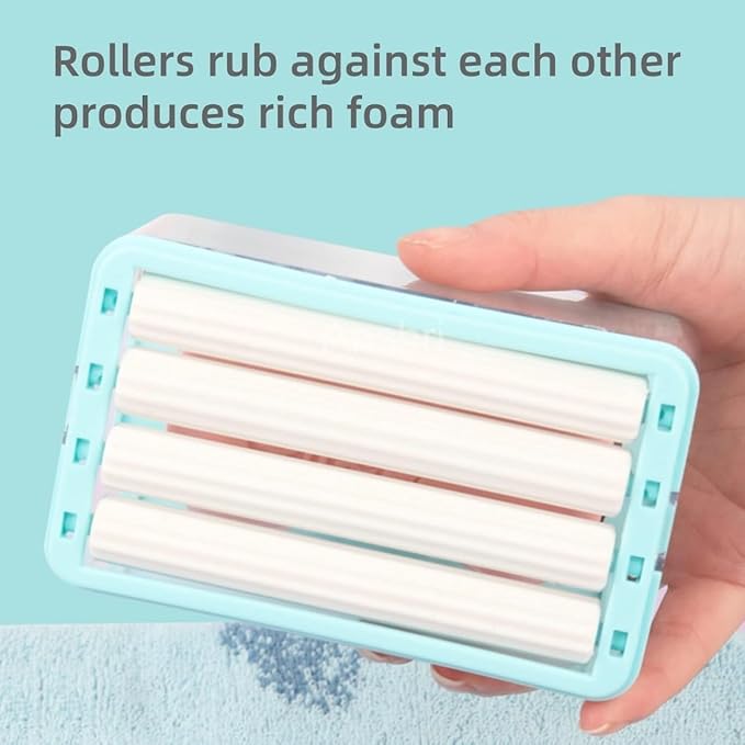 2-in-1 Soap Dish & Dispenser with Roller and Drain Holes