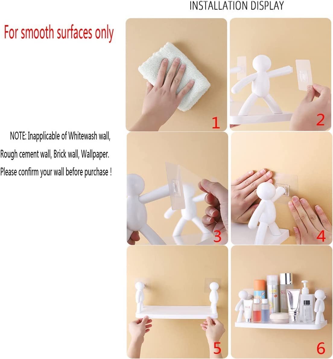 No Drill Wall Mount Shelf