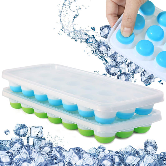 Silicone Ice Cube Tray Set of 2 With Lid