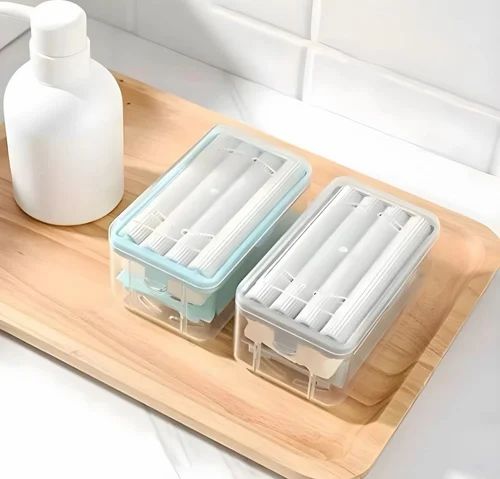 2-in-1 Soap Dish & Dispenser with Roller and Drain Holes (Set of 2)