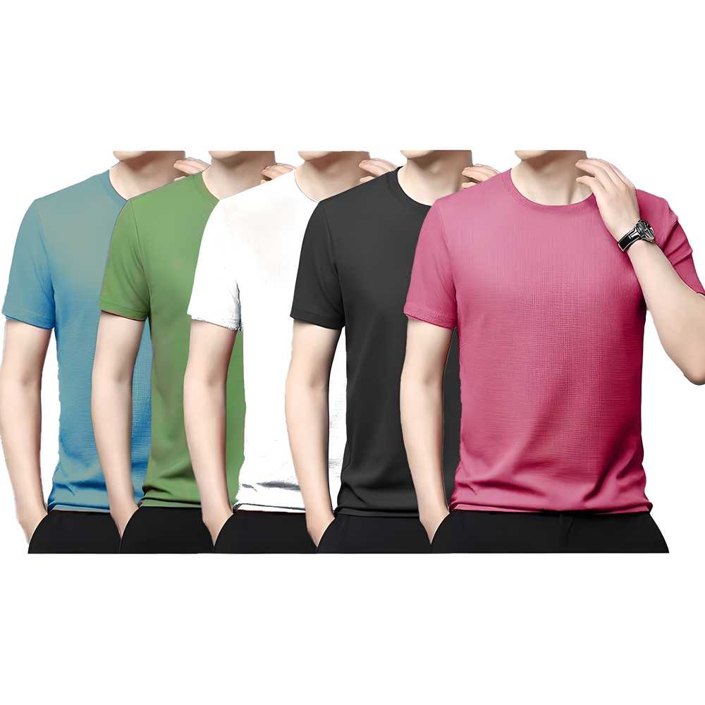 Stretchable Round Neck T-Shirt Pack Of 5